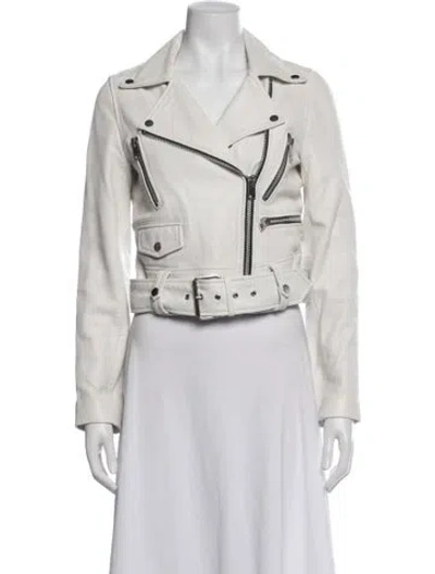 Pre-owned Walter Baker Lamb Leather Biker Jacket In White