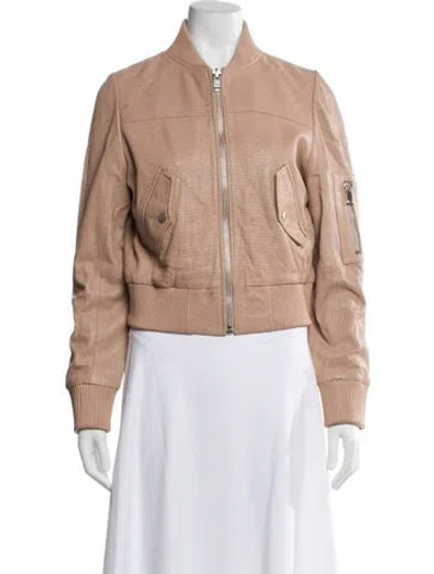 Pre-owned Walter Baker Lamb Leather Bomber Jacket In Neutral
