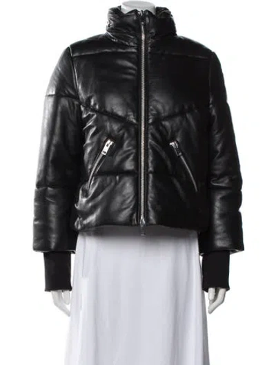 Pre-owned Walter Baker Lamb Leather Down Jacket In Black