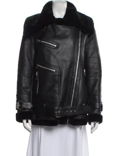 Pre-owned Walter Baker Lamb Leather Faux Fur Coat In Black