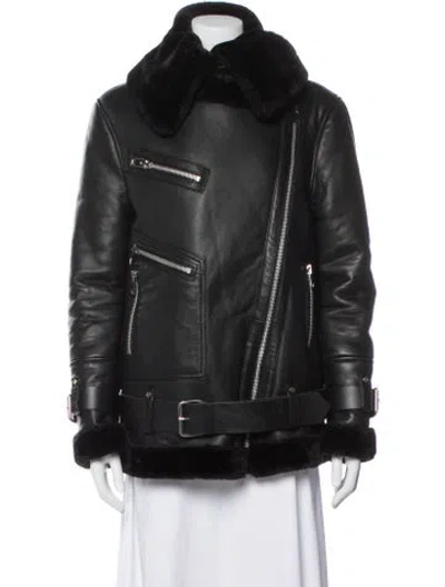 Pre-owned Walter Baker Lamb Leather Faux Fur Coat In Black