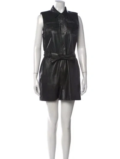 Pre-owned Walter Baker Lamb Leather Jumpsuit In Black
