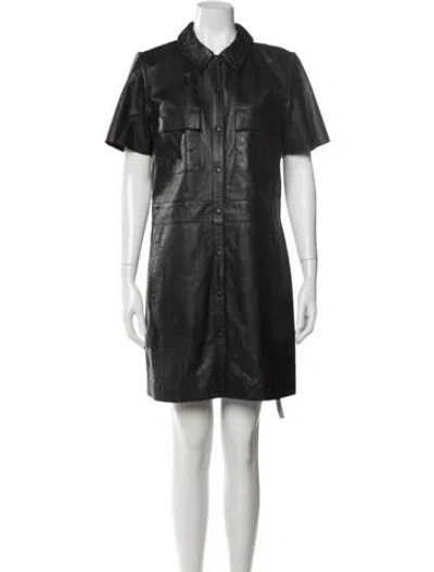Pre-owned Walter Baker Lamb Leather Knee-length Dress In Black