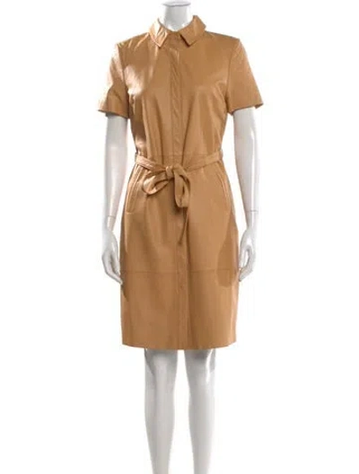 Pre-owned Walter Baker Lamb Leather Knee-length Dress In Brown