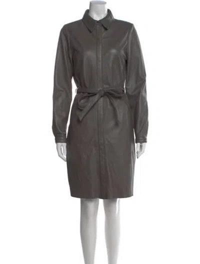 Pre-owned Walter Baker Lamb Leather Knee-length Dress In Gray