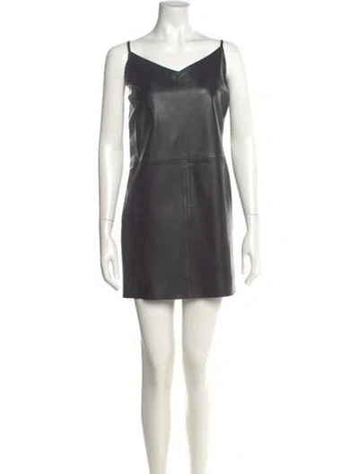 Pre-owned Walter Baker Lamb Leather Mini Dress In Black