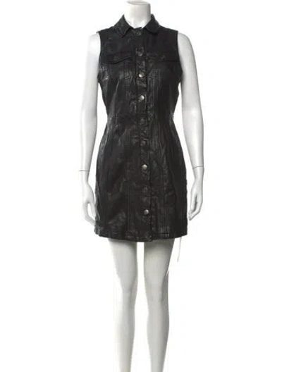 Pre-owned Walter Baker Lamb Leather Mini Dress In Black
