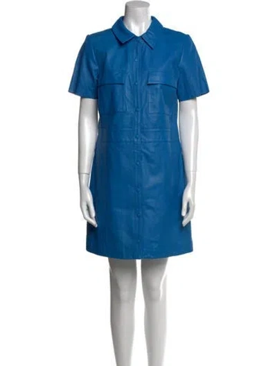 Pre-owned Walter Baker Lamb Leather Mini Dress In Blue