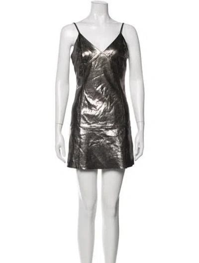 Pre-owned Walter Baker Lamb Leather Mini Dress W/ Tags In Blue