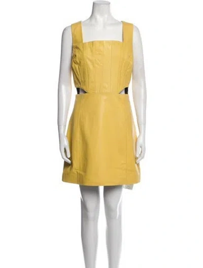 Pre-owned Walter Baker Lamb Leather Mini Dress W/ Tags In Yellow