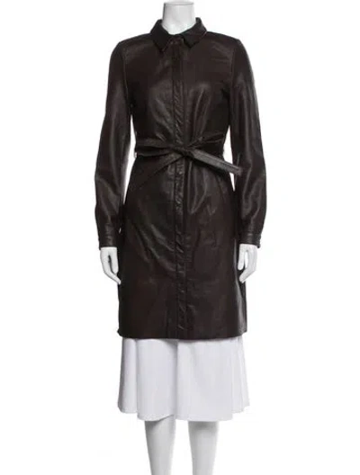 Pre-owned Walter Baker Lamb Leather Trench Coat In Brown