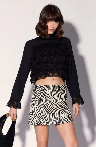 Walter Baker Lana Leather Skirt In Black