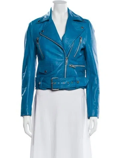 Pre-owned Walter Baker Leather Biker Jacket In Blue