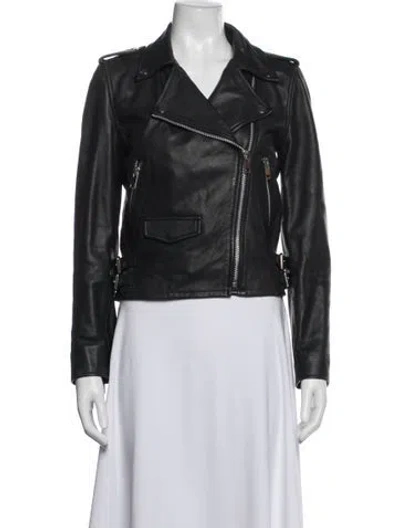 Pre-owned Walter Baker Leather Biker Jacket In Blue