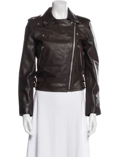 Pre-owned Walter Baker Leather Biker Jacket In Brown