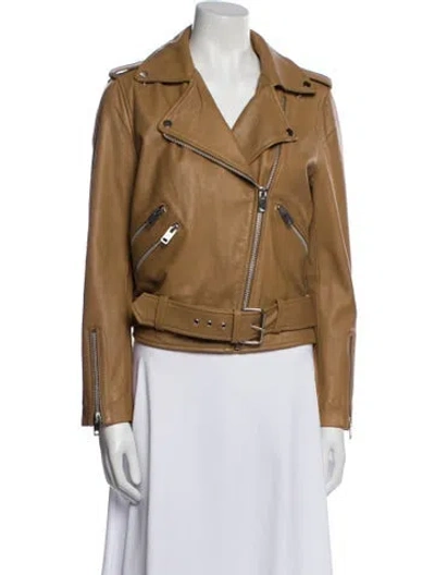 Pre-owned Walter Baker Leather Biker Jacket In Brown