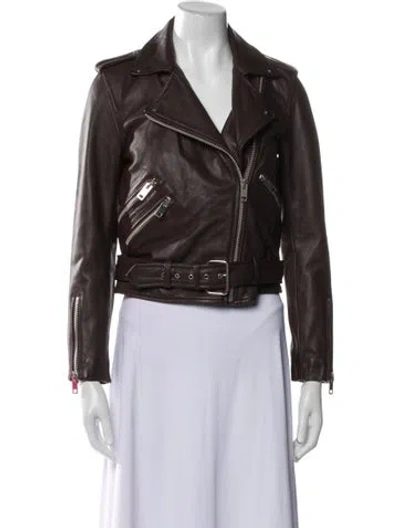 Pre-owned Walter Baker Leather Biker Jacket In Brown