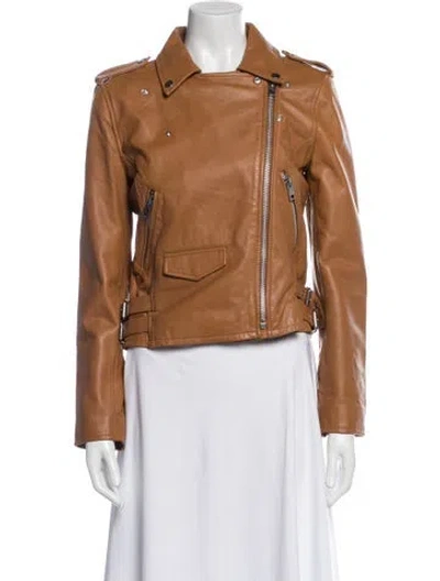 Pre-owned Walter Baker Leather Biker Jacket In Brown