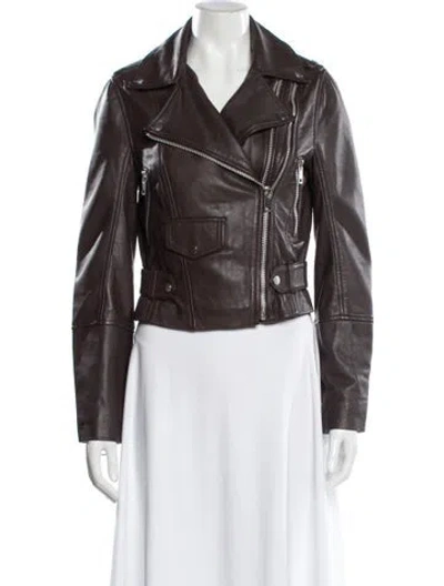 Pre-owned Walter Baker Leather Biker Jacket In Brown