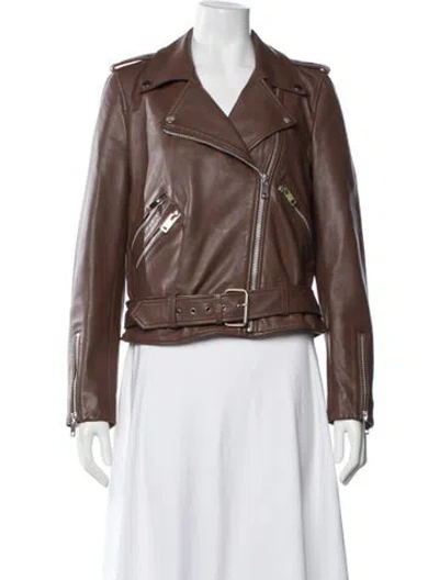 Pre-owned Walter Baker Leather Biker Jacket In Brown