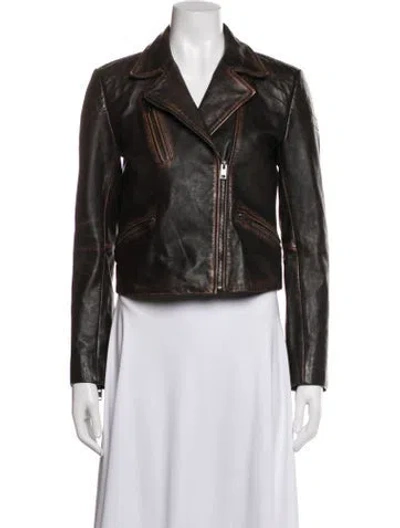 Pre-owned Walter Baker Leather Biker Jacket In Brown