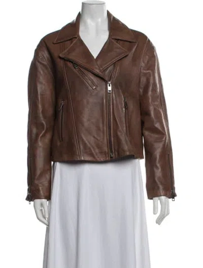 Pre-owned Walter Baker Leather Biker Jacket In Brown