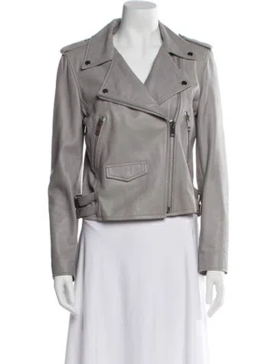 Pre-owned Walter Baker Leather Biker Jacket In Gray