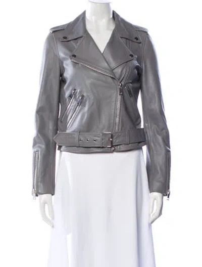 Pre-owned Walter Baker Leather Biker Jacket In Gray