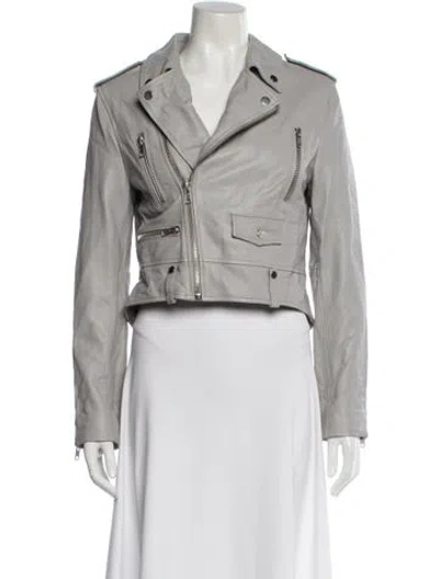 Pre-owned Walter Baker Leather Biker Jacket In Gray