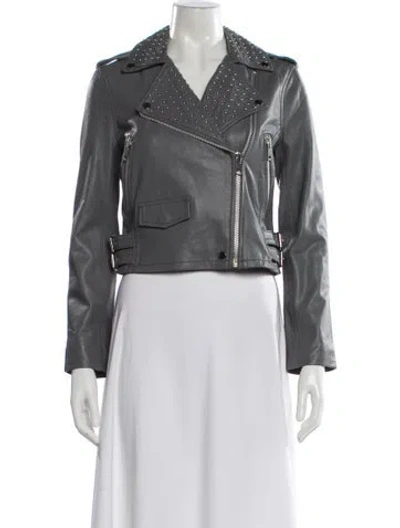 Pre-owned Walter Baker Leather Biker Jacket In Gray