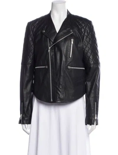 Pre-owned Walter Baker Leather Biker Jacket In Gray