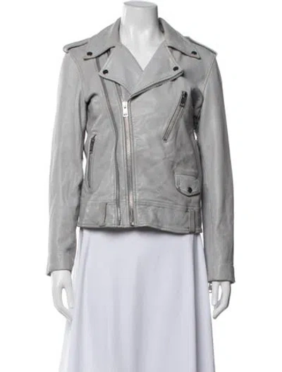 Pre-owned Walter Baker Leather Biker Jacket In Grey
