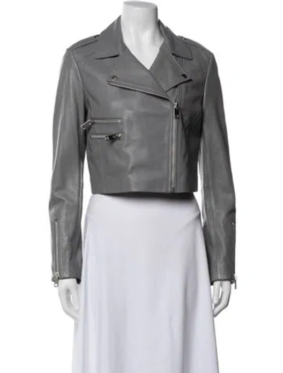 Pre-owned Walter Baker Leather Biker Jacket In Grey