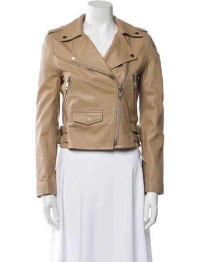 Pre-owned Walter Baker Leather Biker Jacket In Neutral