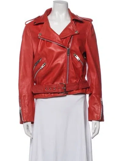 Pre-owned Walter Baker Leather Biker Jacket In Orange