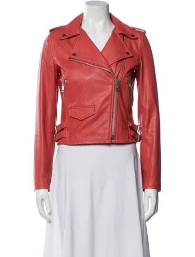 Pre-owned Walter Baker Leather Biker Jacket In Red