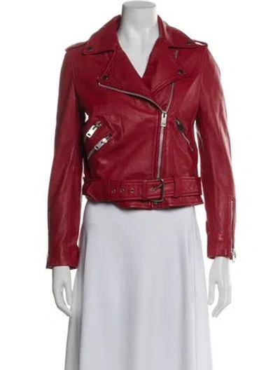 Pre-owned Walter Baker Leather Biker Jacket In Red