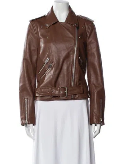 Pre-owned Walter Baker Leather Biker Jacket W/ Tags In Brown