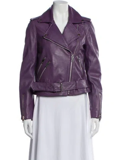 Pre-owned Walter Baker Leather Biker Jacket W/ Tags In Purple