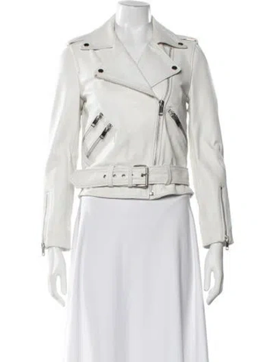 Pre-owned Walter Baker Leather Biker Jacket In White