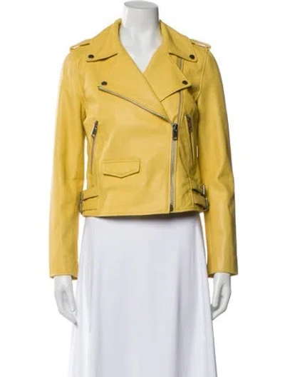 Pre-owned Walter Baker Leather Biker Jacket In Yellow