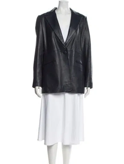 Pre-owned Walter Baker Leather Blazer In Blue