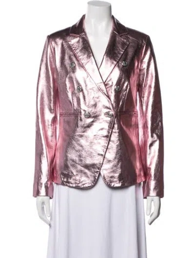 Pre-owned Walter Baker Leather Blazer In Metallic/pink