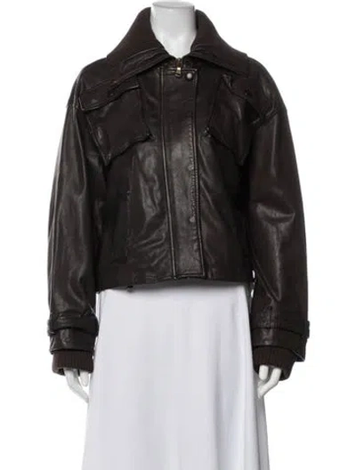 Pre-owned Walter Baker Leather Bomber Jacket In Brown