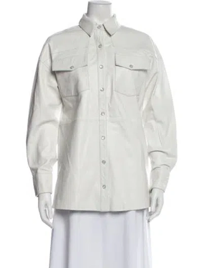 Pre-owned Walter Baker Leather Denim Jacket In White