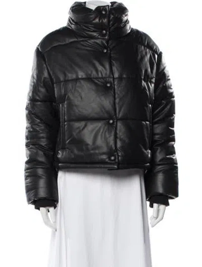 Pre-owned Walter Baker Leather Down Jacket In Black