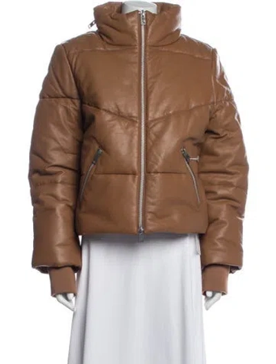 Pre-owned Walter Baker Leather Down Jacket In Brown