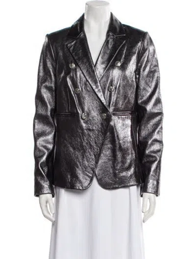 Pre-owned Walter Baker Leather Printed Blazer W/ Tags In Black