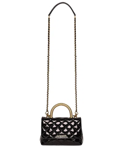 Walter Baker Leila Snake Mini Leather Top Handle In Black