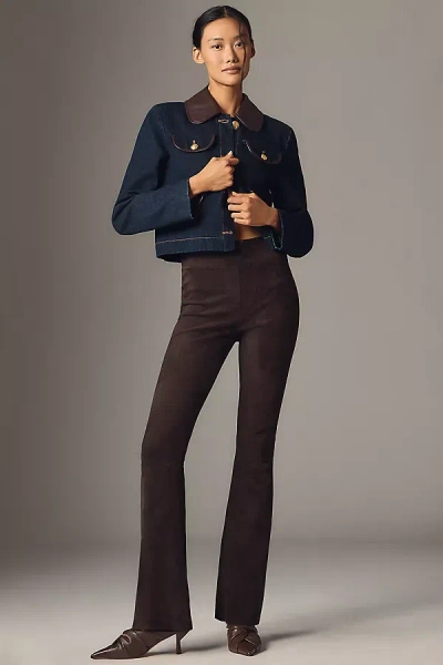 Walter Baker Lexie Mid-rise Suede Flare Pants In Brown